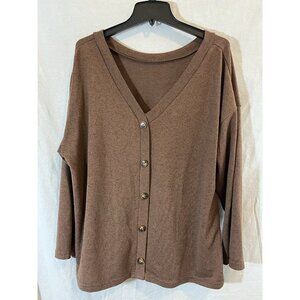 Emery Rose Women's 2XL Brown Long Sleeve Cardigan ￼